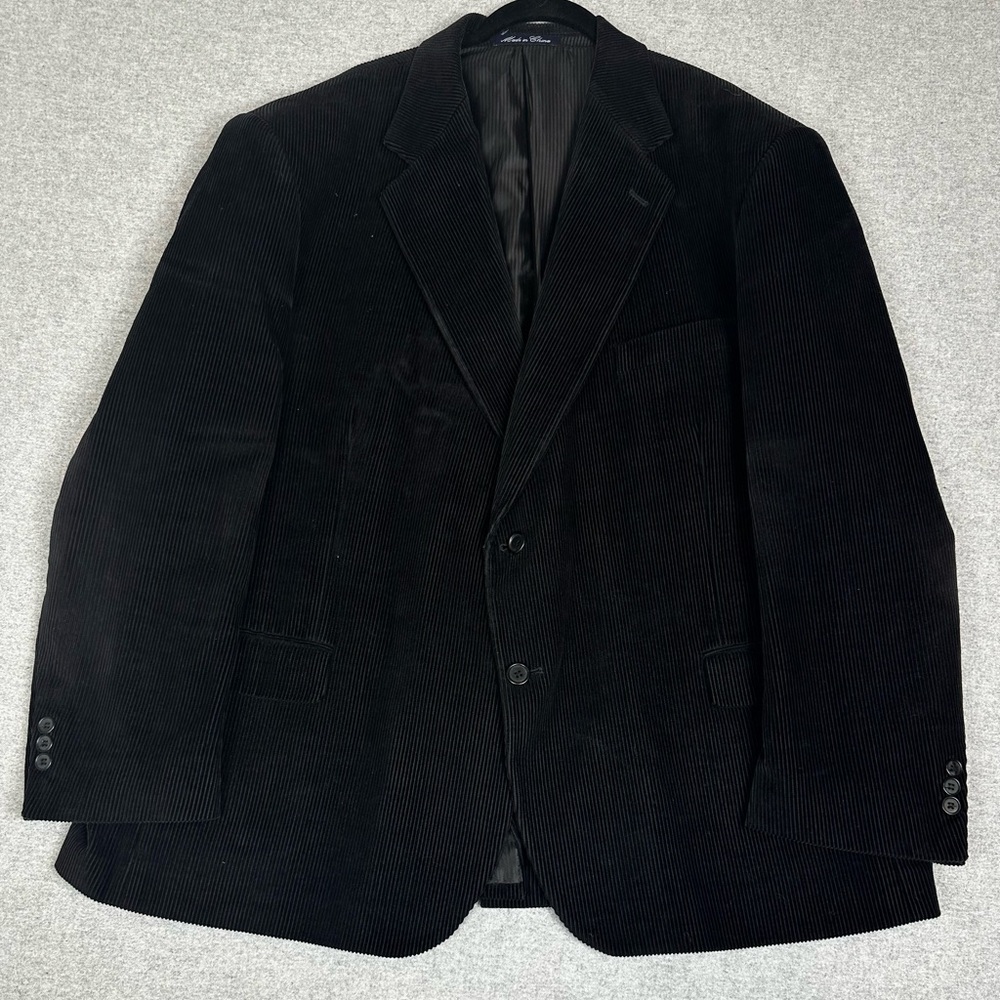 J.G.‎ Hook Blazer Mens 48R Black Corduroy Sport Coat 2 Button Notch Lapel Lined